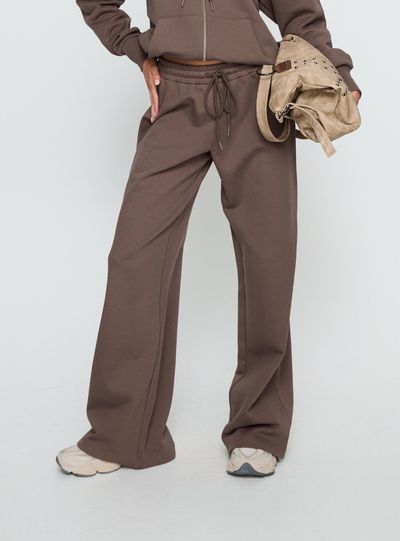 Princess Polly Lower Impact All Day Straight Leg Sweatpants Mocha