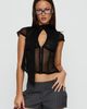 Princess Polly Lower Impact Anistasia Mesh Keyhole Corset Top Black - 1