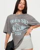 Princess Polly Lower Impact Apres Ski Valley Oversized Graphic Tee Charcoal - 2