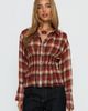 Princess Polly Lower Impact As You Are Shirred Button Up Top Red Check - 2