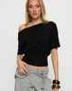 Princess Polly Lower Impact Ashlinn Off Shoulder Drapey Top Black - 1