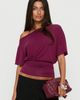 Princess Polly Lower Impact Ashlinn Off Shoulder Drapey Top Cherry Lacquer - 1