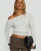 Princess Polly Lower Impact Ashlinn Off Shoulder Long Sleeve Drapey Top Grey Marle - 1