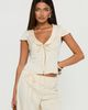 Princess Polly Lower Impact Aubrette Satin Collar Top Cream - 1
