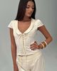 Princess Polly Lower Impact Aubrette Satin Collar Top Cream - 2
