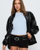 Princess Polly Lower Impact Believe It Faux Leather Bomber Jacket Black - 1
