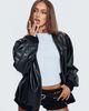 Princess Polly Lower Impact Believe It Faux Leather Bomber Jacket Black - 2