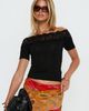 Princess Polly Lower Impact Breiann Lace Off Shoulder Short Sleeve Top Black - 1
