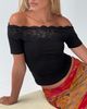Princess Polly Lower Impact Breiann Lace Off Shoulder Short Sleeve Top Black - 2