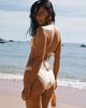 Princess Polly Lower Impact Calbira Button Detail Cheeky Bikini Bottoms Butter - 1