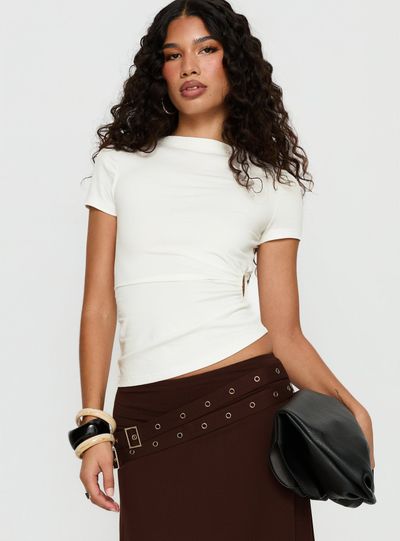 Princess Polly Lower Impact Chelese Cut Out Ruched Top White