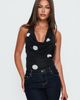 Princess Polly Lower Impact Cleona Plunge Neck Bodysuit Black Polka - 1