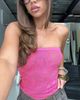 Princess Polly Lower Impact Cypressa Crochet Strapless Top Berry Pink - 2