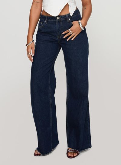 Princess Polly Lower Impact Darla Low Rise Straight Jean Dark Wash Petite