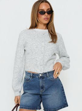 Princess Polly Lower Impact Dawsen Button Down Cardigan Grey