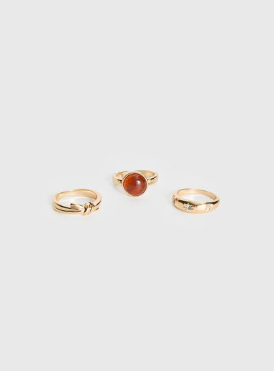 Princess Polly Lower Impact Dear London Ring Pack Gold