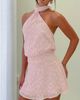 Princess Polly Lower Impact Eurythmic Scarf Halter Mini Dress Pink Jacquard - 2