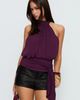 Princess Polly Lower Impact Faythe High Neck Tie Top Berry - 1