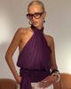 Princess Polly Lower Impact Faythe High Neck Tie Top Berry - 2