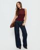 Princess Polly Lower Impact Fever Kiss Chiffon Ruched Top Wine - 1