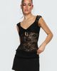 Princess Polly Lower Impact Francyne Lace Keyhole Top Black - 1