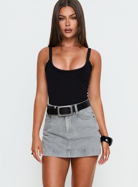 Princess Polly Lower Impact Gazelle Denim Skort Grey