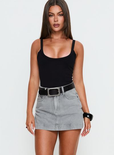 Princess Polly Lower Impact Gazelle Denim Skort Grey