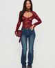 Princess Polly Lower Impact Giallo Long Sleeve Bodysuit Burgundy - 1