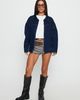 Princess Polly Lower Impact Goldsmith Denim Bomber Jacket Dark Wash - 1
