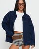 Princess Polly Lower Impact Goldsmith Denim Bomber Jacket Dark Wash - 2