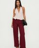 Princess Polly Lower Impact Good Riddance Pleat Tie Slouch Pants Burgundy - 1