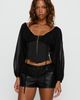Princess Polly Lower Impact Gypsie Blouson Long Sleeve Corset Top Black - 1