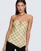 Princess Polly Lower Impact I Wonder Strapless Cut Out Top Yellow Check - 2