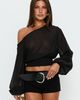 Princess Polly Lower Impact Idalina Slouchy Chiffon Top Black - 1