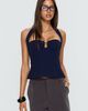 Princess Polly Lower Impact Isabetta Halter Top Navy Pinstripe - 2