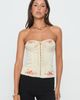 Princess Polly Lower Impact Jazzy Strapless Corset Top Cream Floral - 1