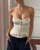 Princess Polly Lower Impact Jazzy Strapless Corset Top Cream Floral - 2