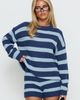 Princess Polly Lower Impact Kealin Crew Neck Knit Sweater Blue Stripe - 1