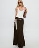 Princess Polly Lower Impact Keirah Contrast Wrap Maxi Skirt Chocolate / White - 1