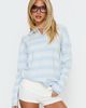 Princess Polly Lower Impact Kerrey Collared Rugby Jersey Blue Stripe - 1