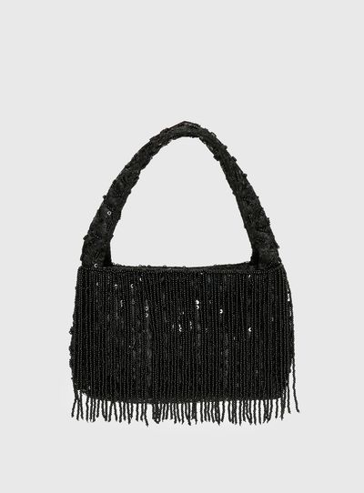 Princess Polly Lower Impact Kiss Goodbye Beaded Tassel Bag Black