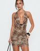 Princess Polly Lower Impact Kosa Halter Cowl Neck Mini Dress Animal - 2