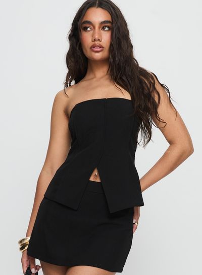 Princess Polly Lower Impact Lavish Living Strapless Top Black