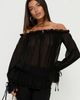 Princess Polly Lower Impact Madelina Frill Long Sleeve Top Black - 1