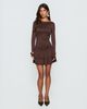 Princess Polly Lower Impact Mallissa Long Sleeve Ruffled Mini Dress Brown - 1