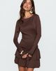 Princess Polly Lower Impact Mallissa Long Sleeve Ruffled Mini Dress Brown - 2
