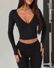 Princess Polly Lower Impact New Horizons Long Sleeve V Neck Top Black - 2