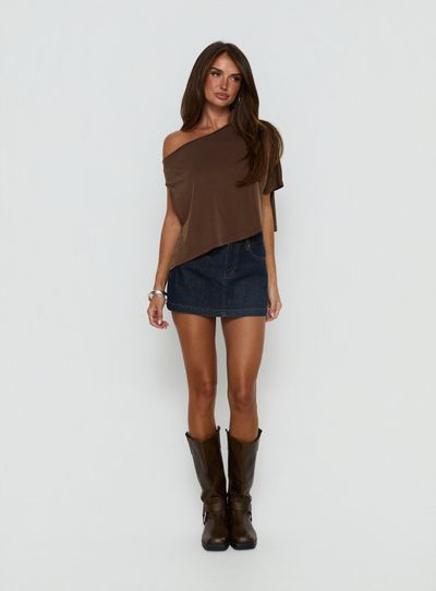 Princess Polly Lower Impact Nicolina Low Rise Denim Mini Skirt Raw Denim