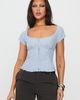 Princess Polly Lower Impact Nymera Short Sleeve Blouse Top Blue Stripe - 2