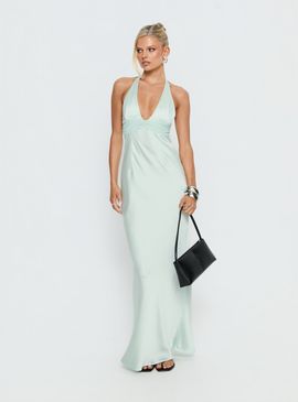 Princess Polly Lower Impact Odyssa Halter Maxi Dress Mint Green